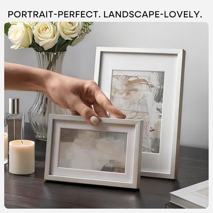 Homeforia 10x13 Picture Frame Silver, High End Metal 10x13 Frames with Mat 8.5x11, 10 x 13 Silver Poster Frames Matted to 8.5 x 11 inch Photo, 10by13 Hanging Frames, Tempered Glass, Wall Kit, Set of 1