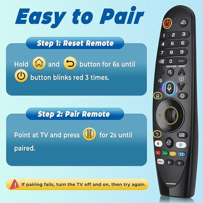 Replacement Voice LG Magic Remote Control AKB75855501, Universal LG TV Remote AN-MR20GA with Pointer Function for OLED QNED 4K NanoCell Webos Smart TV, Replaced MR19BA MR18BA MR21 MR22 MR23 MR24