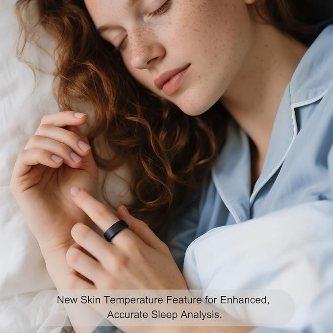 Ring OnePlus - Ultra-Thin Titanium Smart Ring - 7 Days Battery Life - Fitness/SPO₂/Stress/HR/Sleep Skin Temperature Tracker - No App Fee - iOS&Android Compatible (Gold,Size 11)