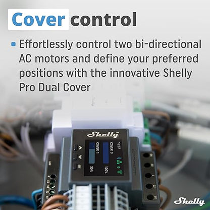 Shelly Pro Dual Cover/Shutter PM | LAN and Wi-Fi Connection, Professional DIN Rail Smart Dual Cover/Shutter Controller with 2 Covers 16 A Each | Home Automation | Precise Power Metering
