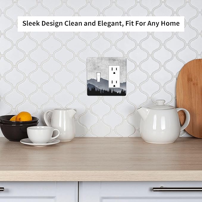 Outlet Covers Natural Landscape Mountains Pine Trees 1 Toggle 1 Rocker Combination Decorative Wall Plate Electrical Switch Plates Light Switch Cover Plate for Bedroom living Room Decor