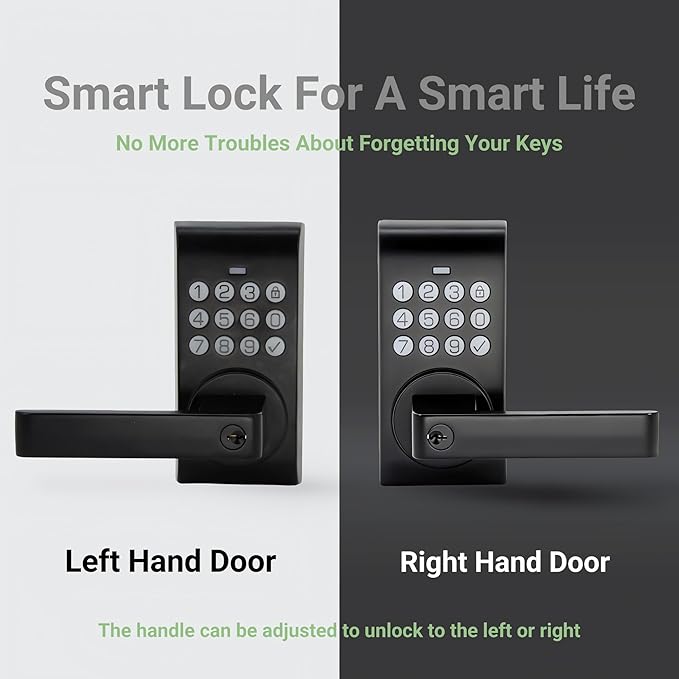 Smart Keypad Door Lock with Handle, Keyless Entry Digital Electronic Lock for Front/Interior Door with Anti-Peeping, Auto Lock & Passage Mode - Easy Installation