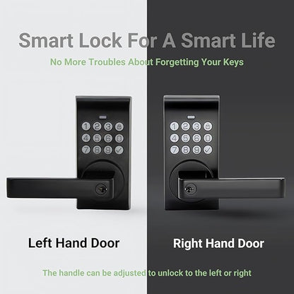Smart Keypad Door Lock with Handle, Keyless Entry Digital Electronic Lock for Front/Interior Door with Anti-Peeping, Auto Lock & Passage Mode - Easy Installation