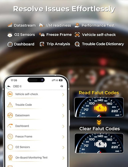 AUTOPHIX 3210 OBD2 Scanner Bluetooth, Wireless Code Reader for Car - Check Engine Light & Battery - Easy DIY Car Diagnostic Scanner Tool for 1996+ Vehicles, No Subscription Fee for iPhone & Android