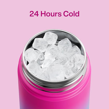 ENCOOL Insulated Water Bottle with Straw Stainless Steel Water Bottle, Leak-Proof, BPA-Free, Double Wall Vacuum Keeps Cold for 24 Hours for Sports, Travel, School (18 oz, Lime Sorbet)