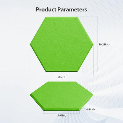 12 Pack Acoustic Panels Self Adhesive Sound Proof Foam, High Density Sound Acoustic Foam Panel, 12 X 10.23 X 0.4 Inch Hexagon Wall Panels in Home,Office,Reccording Room,Studio (Fruit Green)