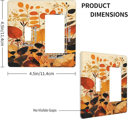 Outlet Covers Boho Warm Colorful Plant Leaves 1 Toggle 1 Rocker Combination Decorative Wall Plate Light Switch Cover Plate Electrical Switch Plates for Bedroom living Room Decor
