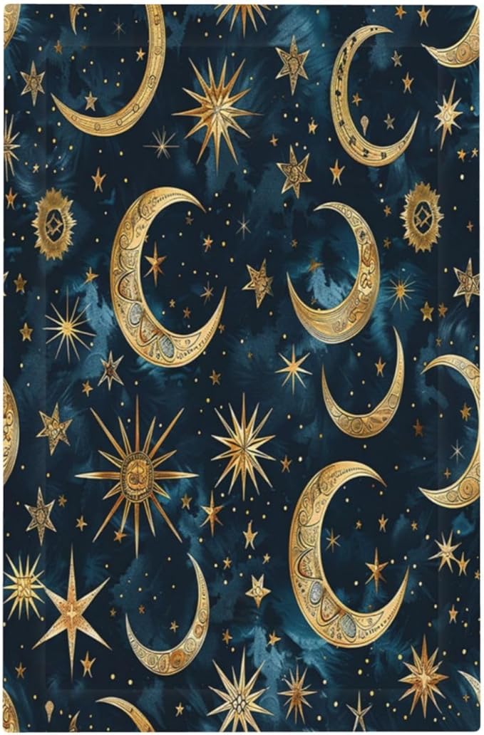 Light Switch Cover Plate Modern Abstract Sky Blue Gold Moon Sun Star 1 Gang No Device Blank Electrical Wall Plates Faceplate Decorative Switch Plate for Bedroom Kids room Decor