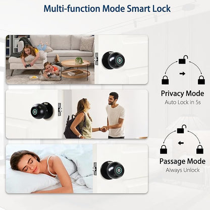 Fingerprint Door Lock, Keyless Entry Smart Door Lock for Bedroom, Home, Apartment Office, App Control (Matte Black)