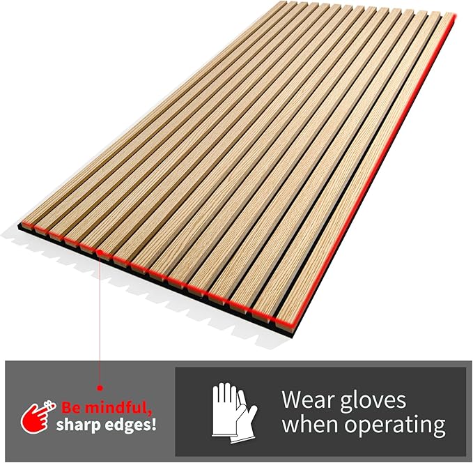 Art3d 4-Piece Wood Slat Acoustic Panels for Stylish Decor and Noise Reduction, 3D Textured Panel for Ceiling and Wall, Matte Black