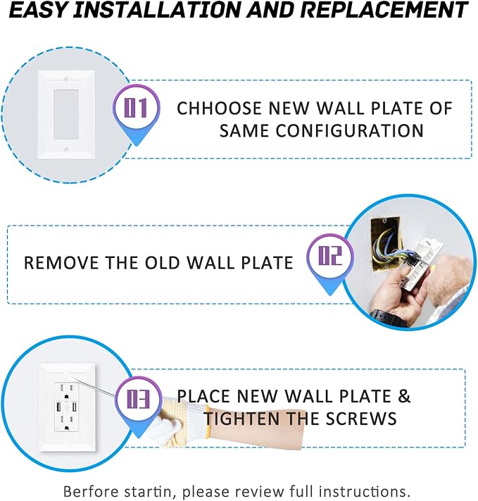 Modern Decorative Wall Plate Retro Wood Grain design Switch Cover Outlet Cover for Light Switch, Smart Switch, Dimmer, GFCI, USB Outlet (10 Pack, Single Decorator)
