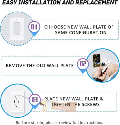 Modern Decorative Wall Plate Retro Wood Grain design Switch Cover Outlet Cover for Light Switch, Smart Switch, Dimmer, GFCI, USB Outlet (10 Pack, Single Decorator)