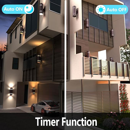 RGB Outdoor Wall Lights, Modern Color Changing Outdoor Wall Sconce, Cylinder Up and Down Bronze Porch Lights Fixture, Compatible with Smart Life & Google Alexa,for Garage,Yard,Front Door