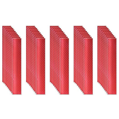 Non Fading Red Reflective Stickers 1 inch X 6 inch, Outdoor Waterproof High Visibility Warning Safety Adhesive Reflector Tape (50 Pcs)