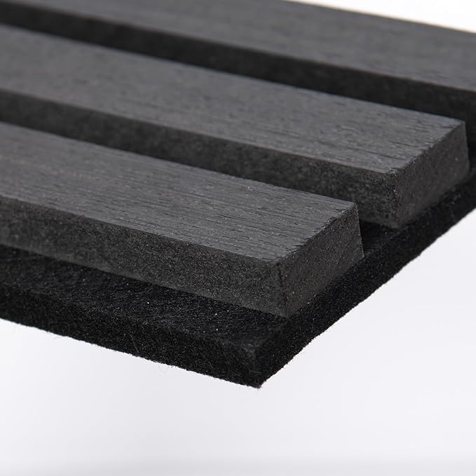 Sample Wood Salt Acoustic Wall Panels, Soundproof Wooden Wall Panels, 3D Fluted Sound Absorbing Panel, Dark Gray, Sample Pack