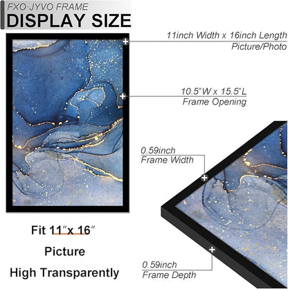 11x16 Picture Frame Set of 3, Black Frame for 11 x 16 Inch Picture Poster Photo, Light Weight and High Transparent 11 by 16 Frame for Wall - 3 Pack/Black/11 x16