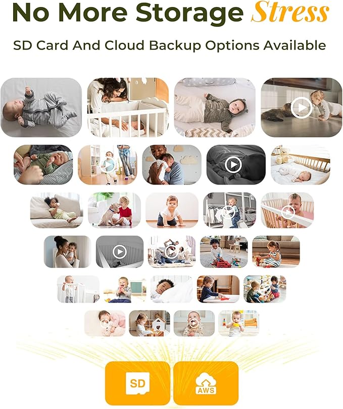 ARENTI Upgraded Baby Monitor with Camera, 3MP 2.4G WiFi Baby Camera Monitor, Infrared Night Vision, Night Light, 2-Way Audio, Cry&Motion Detection, Temp&Humidity Sensor, App Control