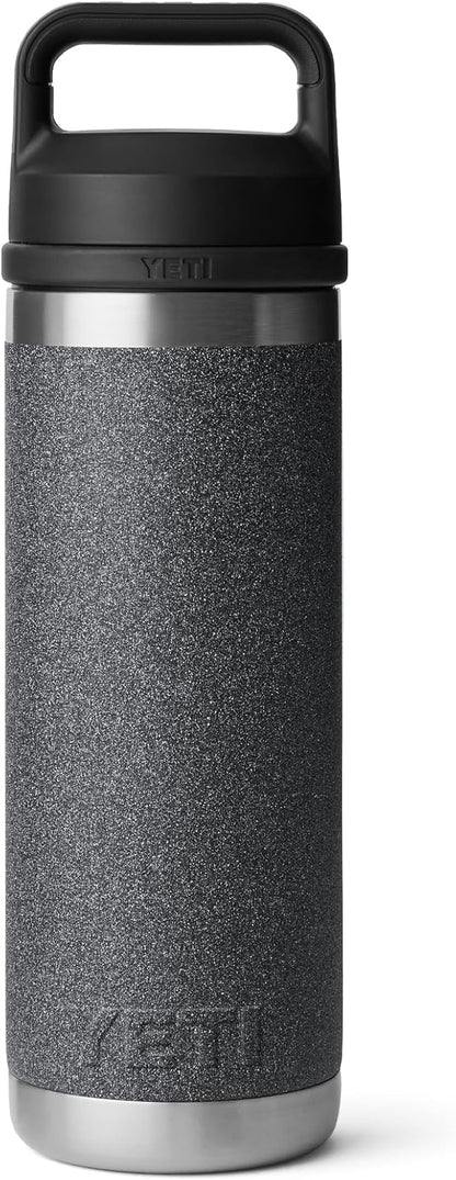 YETI Rambler 18 oz Bottle, Leakproof, Vacuum Insulated, Stainless Steel with Chug Cap, Black Stone