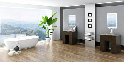 Krugg | 20 Inch X 32 Inch LED Bathroom Mirror | Lighted Vanity Mirror Includes Dimmer & Defogger | Wall Mount Vertical or Horizontal Installation