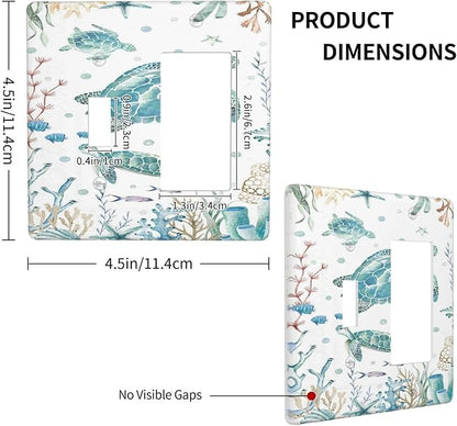 Sea Turtle Ocean Starfish Fish Coral Pearl Outlet Covers 1 Toggle 1 Rocker Combination Decorative Wall Plate Electrical Switch Plates Light Switch Cover Plate for Bathroom Kids Room Decor