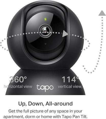 Tapo TP-Link 2K Pan/Tilt Indoor Security Camera for Baby Monitor, Pet Camera, Motion Detection & Tracking, 2-Way Audio, Cloud & SD Card Storage, Works w/Alexa & Google Home, Black, C211(2-Pack)