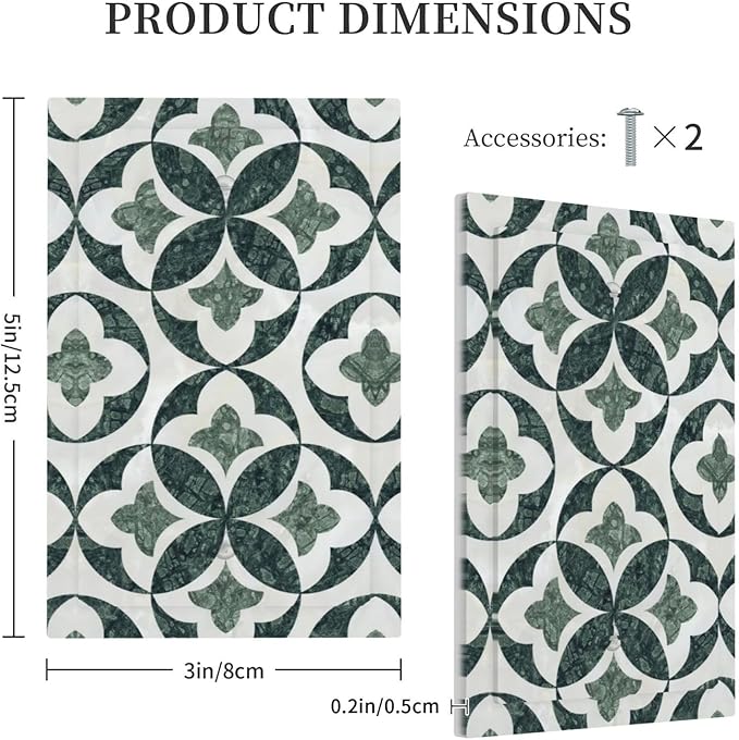Green Luxury Modern Cubic Marble No Device Single Blank Decorative Light Switch Covers Electrical Faceplate Switch Plates for Bathroom Kitchen Home