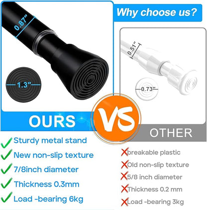 2 Pack Black Shower Curtain Rod 16 To 26 Inch Tension Shower Rod For Bathroom 7/8" Adjustable Spring Curtain Rod No Drilling Spring Rod Black Tension Curtain Rods for Windows Doorway Closet