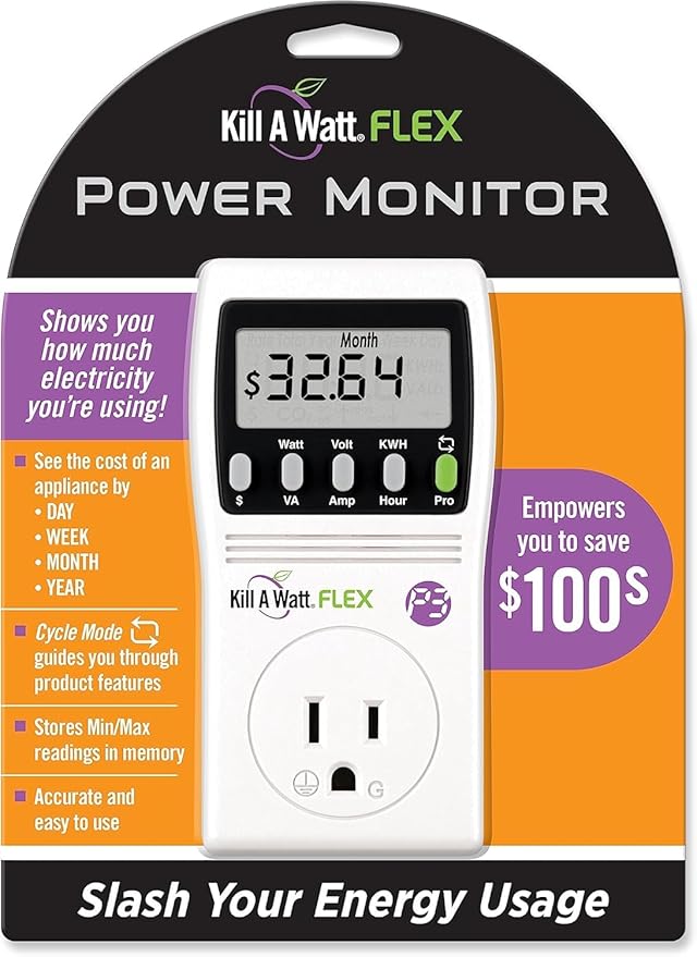 2-Pack P3 International P4456 Kill A Watt Flex Plug-in Electricity Usage + Power Consumption Monitor, Watt Voltage Tester, Electrical Energy Saving Monitor with Auto Cost Calculator