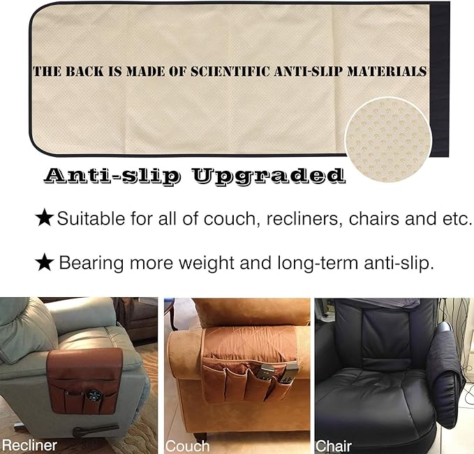 Teniux Armrest Organizer Non-Slip Remote Control Holder with 5 Pockets Couch Sofa Chair Armchair Caddy for Smart Phone, Book, Magazines, Ipad (Black)