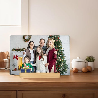 Custom Metal Photo Print for Mom Personalized Mother’s Day Gifts framed photo with Bamboo Stand, Unique Photo Gift from Daughter, Son, Kids - Gift Wrapping Available