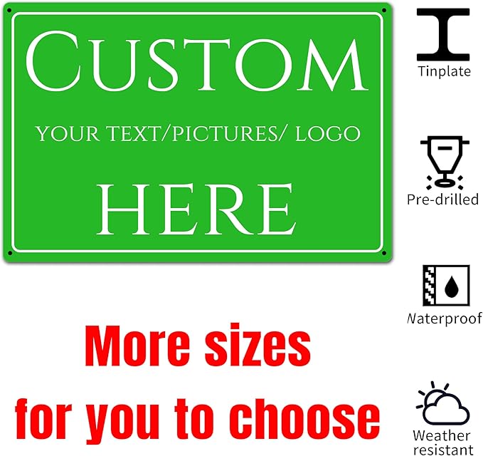 Custom Sign, Custom Metal Signs Personalized，Aluminum Weatherproof Metal Sign Multiple Sizes,customize signs for business， Customize for Office, Business, Workplace, office, Factory, swimming pool, outdoor(16*12 Inch)