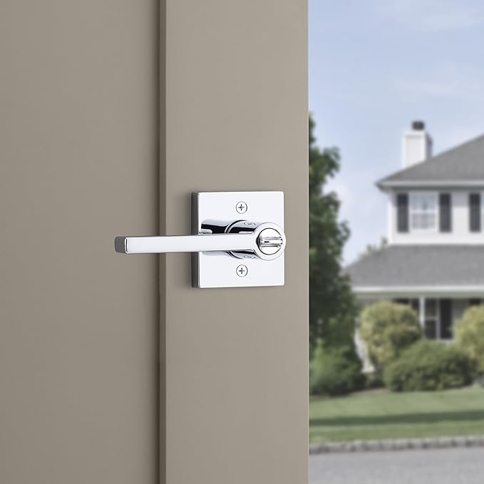 Kwikset Halifax Entry Door Handle with Lock and Key, Secure Keyed Reversible Lever Exterior, for Front Entrance and Bedrooms, Polished Chrome, 10 Pack, Pick Resistant SmartKey Rekey Security