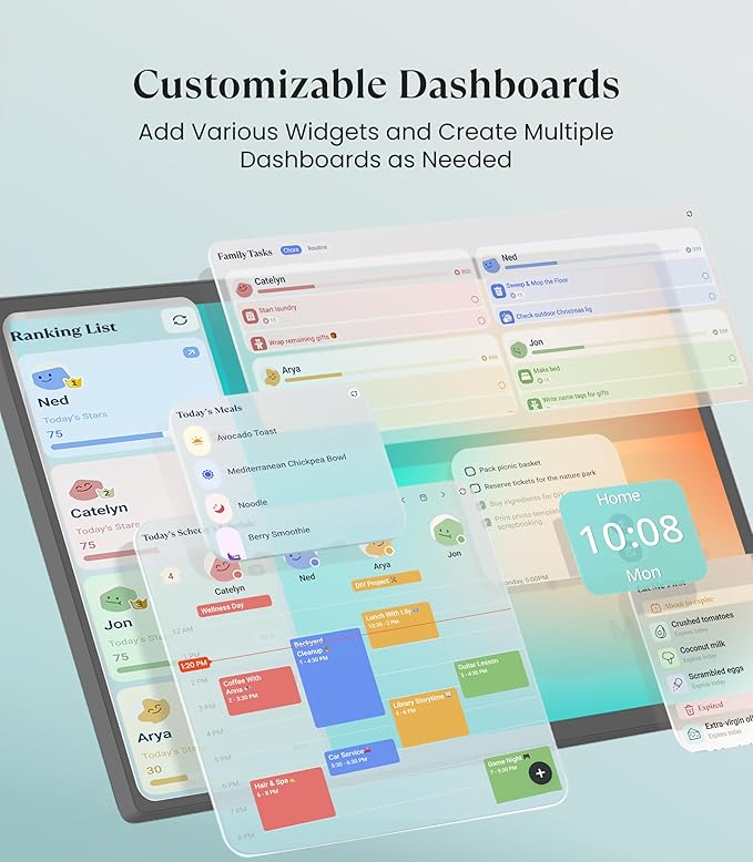 Cozyla Digital Calendar+ 2: 32 inch Wall Planner Touch Screen Chore Chart Customize Dashboard Smart Electronic Calendar for Family Schedules Meal Planner Support Any Google Play App Wall Mount Black