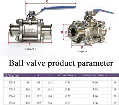 SHERICH Vacuum KF40 Ball Valve 304 Stainless Steel Clamp High Vacuum Fast Ball Valve Blue Handle With Locking Device (KF40)