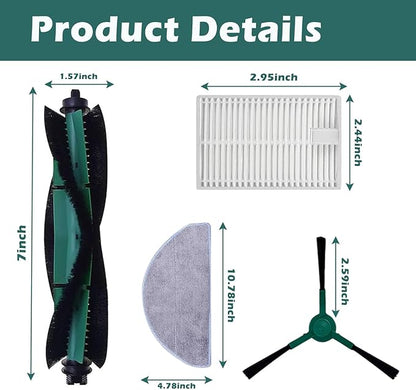 19 Pcs Replacement Parts for iRobot Roomba Combo Essential Q0120 Y0140 Q0520 Y0110 Y0120 Y0142 Q011 Robot Vacuum Cleaner Accessories，2 Roller Brushes，4 Filters，4 Mop pads，8 Side Brushes
