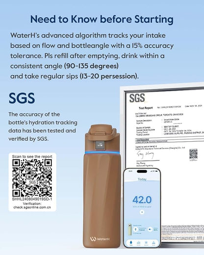 BOOST Smart Water Bottle that Reminds You to Drink, 24oz BPA-Free Stainless Steel Vacuum Insulated Bottle, Wide Mouth Water Tracker Bottle with APP, Ideal Gift for Christmas, New Year