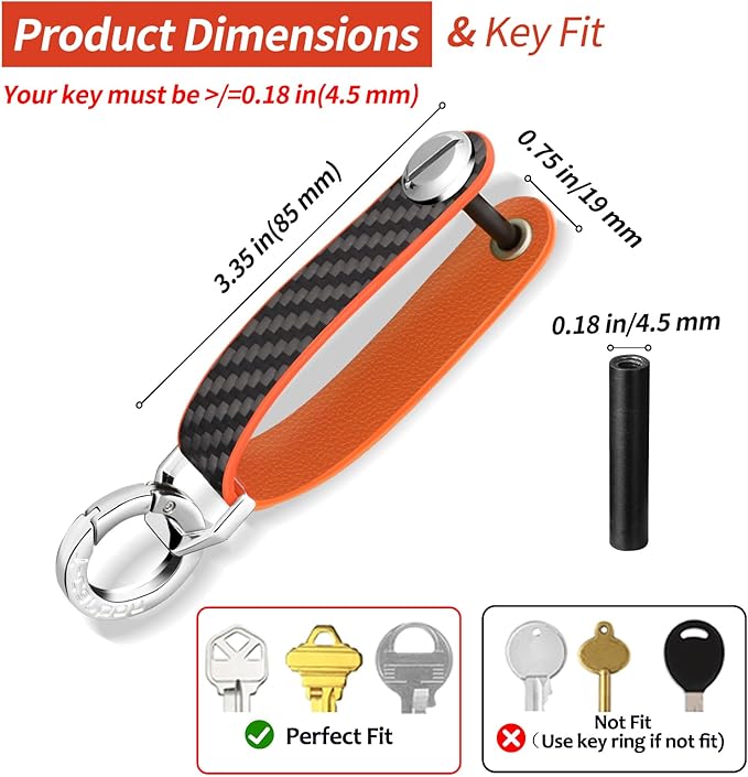 T-carbon Key Organizer, Carbon Fiber Leather Compact Key Holder, Silent Keychain, Expandable Key Case Holds Up to 8 Keys