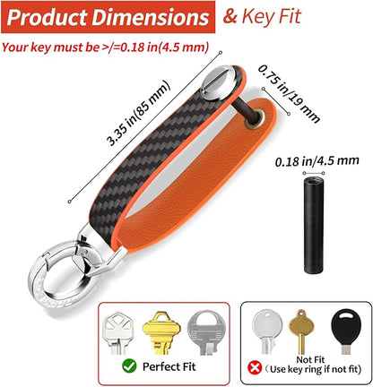T-carbon Key Organizer, Carbon Fiber Leather Compact Key Holder, Silent Keychain, Expandable Key Case Holds Up to 8 Keys