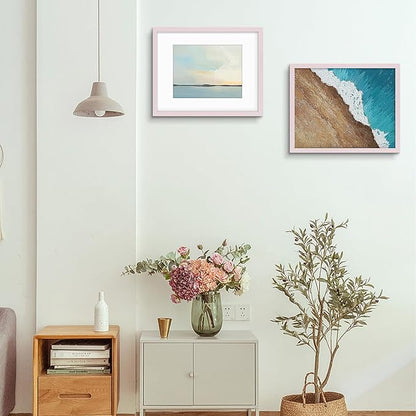 Golden State Art, 16X20 Picture Frame with Mat for 11X14 - High Definition Glass Wall Mounting Horizontal Vertical Display (Pink, 2 Pack)