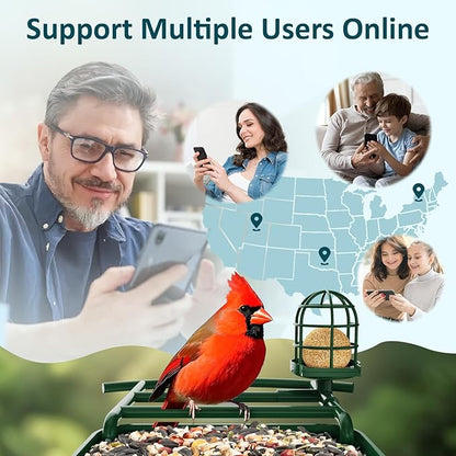 BIRDLEGEND® Bird Feeder with Camera Solar Powered, 2K Portrait Live Free AI Forever Instant Arrival Alerts with 64GB Card, Smart Camera Birds Feeders Wireless Outdoor Gift for Bird Lover, 2.4G WiFi
