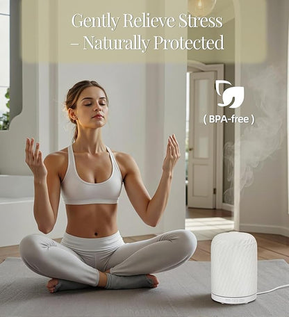 Essential Oil Diffuser – 2.4MHz Ultrasonic Aromatherapy Diffuser, Health Night Light, Timer & Auto Shut-Off, BPA-Free, 120ml Ceramic Oil Diffuser for Home, Office, or Spa, Yoga