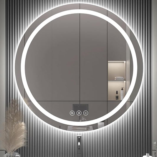 42" x 42" LED Bathroom Mirror with Lights, Backlit & Front Lighted, Wall-Mounted Vanity Mirror 3000K/4000K/6000K, Memory Functions, Anti-Fog, Dimmable Smart Mirror