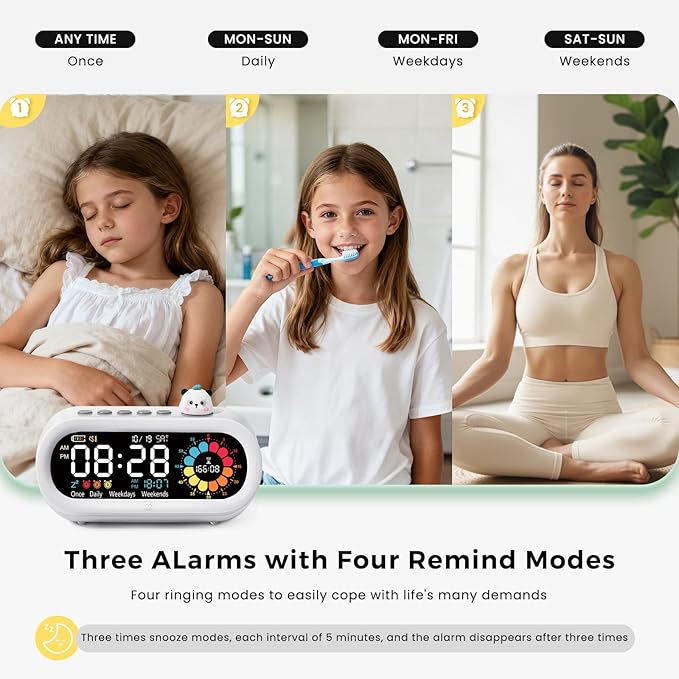 Mooking Digital Visual Timer for Kids, Large LED Digital Alarm Clock for Bedrooms, Rechargeable 199-Minute Silent Countdown Timers, Focus & Smoother Routines, Fitness Baking Studying Teaching