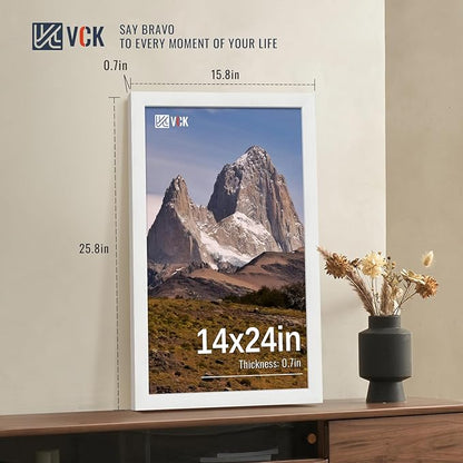 VCK 14x24 Picture Frames white Set of 6, Wide Border Wood Poster Frame, Multi-Directional Display Family Photos, Office Prints, Studio/Gallery Artwork, Woodgrain Series, Wall Hanging