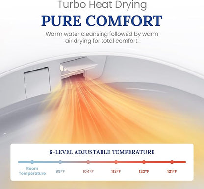 Smart Toilet with Heated Seat & Auto-Flush System - Foot Sensor Control, Adjustable Wash Modes, Built-In Water Tank (No Water Pressure Limits) for All Homes