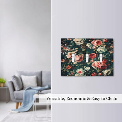 Decorative Switch Plates Baroque Vintage Peony Flower Floral 3 Gang Wall Plate Triple Toggle Light Switch Cover Faceplate Electrical Wall Panels for Bedroom Farmhouse Decor
