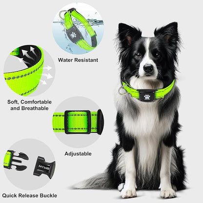GPS Dog Collar Tracker 2-in-1,Reflective Waterproof Pet Collar,iOS-Only,No Monthly Fees,Unlimited Range,Ideal for Dog Tracking pet Tracker,for Small Dogs(S (12.6"-16.5" Width:0.98"), Green)