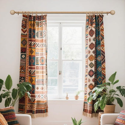 KAMANINA 2 Pack Wood Curtain Rods for Windows 48 to 84 Inch(4-7ft), 1 Inch Adjustable Drapery Rod, Decorative Heavy Duty Curtain Rods with Leaf Pattern Finials, Wood Grain