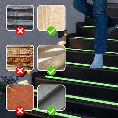 Huakaile Glow in The Dark Tape Anti Slip Grip Tape, 3.93" x 16.4Ft Luminous Reflective Tape, Waterproof Non Skid Traction Tape Strips for Outdoors Steps Indoor Stairs Treads Ladder Floor