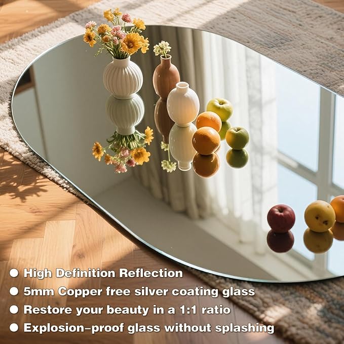 32" x 20" Oval LED Mirror for Bathroom, Backlit Vanity Mirror with Lights, Frameless Smart Wall Mirror, 3 Colors Stepless Dimmable, Anti-Fog, Shatterproof, Memory, CRI95+(Horizontal/Vertical)